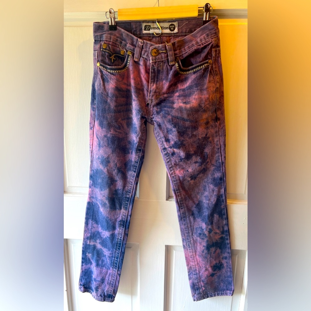 Demolition Pink tie dye Y2K Jeans! Youth Size 16
